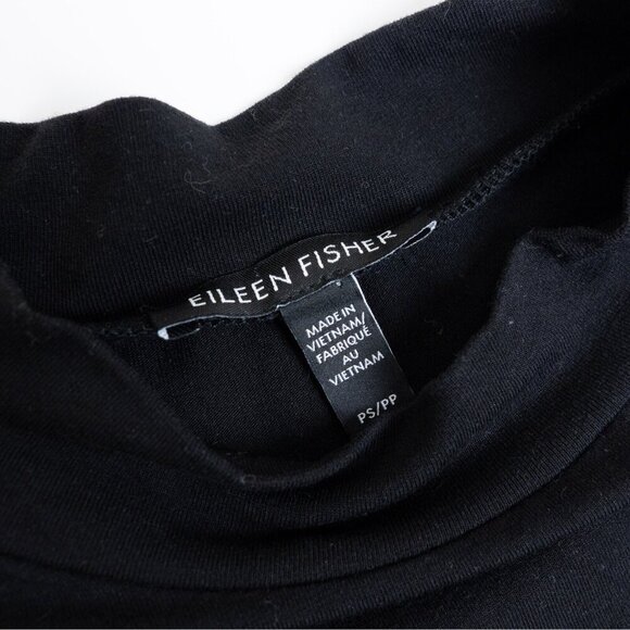 Eileen Fisher Mock Neck Long Sleeve Tunic Black Top Small Petite Lyocell - Picture 5 of 11